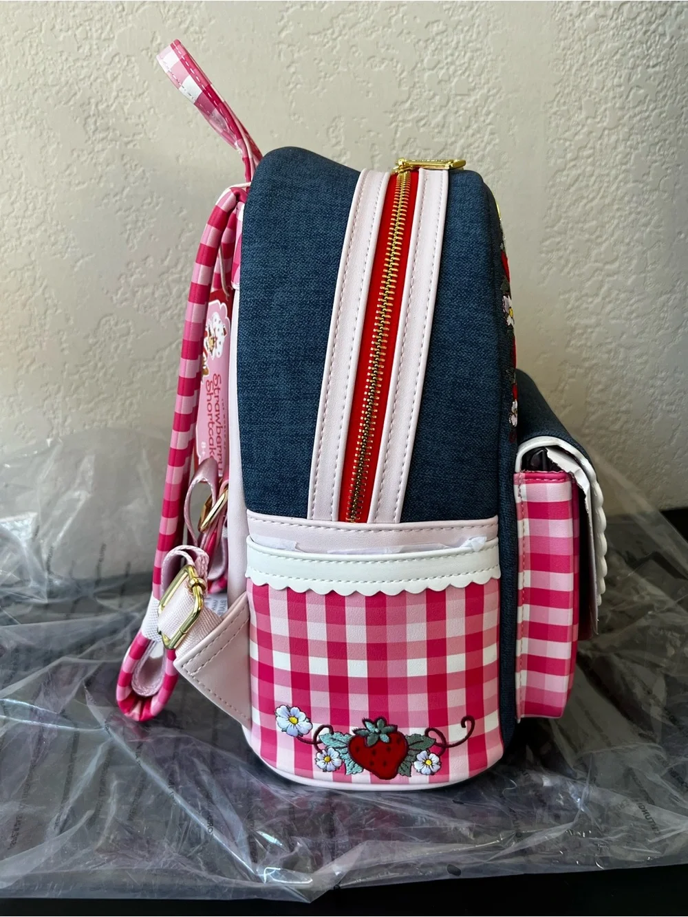 Loungefly Strawberry Shortcake Faux Denim Mini Backpack - NWT
